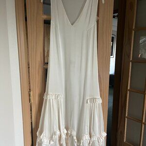 Cecilie Bahnsen Ruffle Tiered Silk Satin Midi Dress US 6